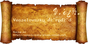 Veszelovszky Árpád névjegykártya